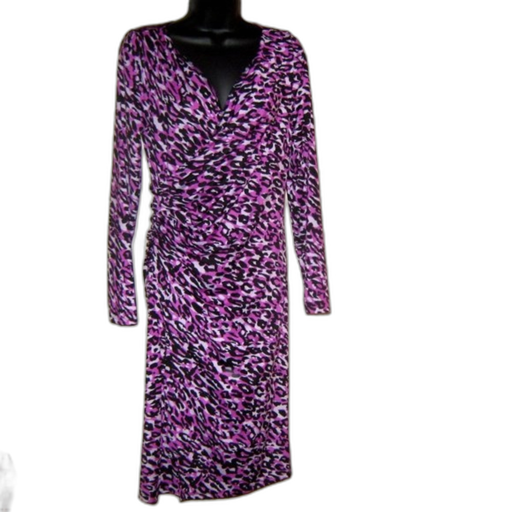 Avon Small Purple Animal Print Wrap Dress